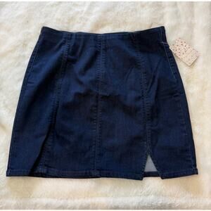 Free People Dark Blue Denim Mini Skirt